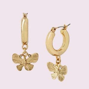 Betsey Johnson Butterfly Huggie Earrings
